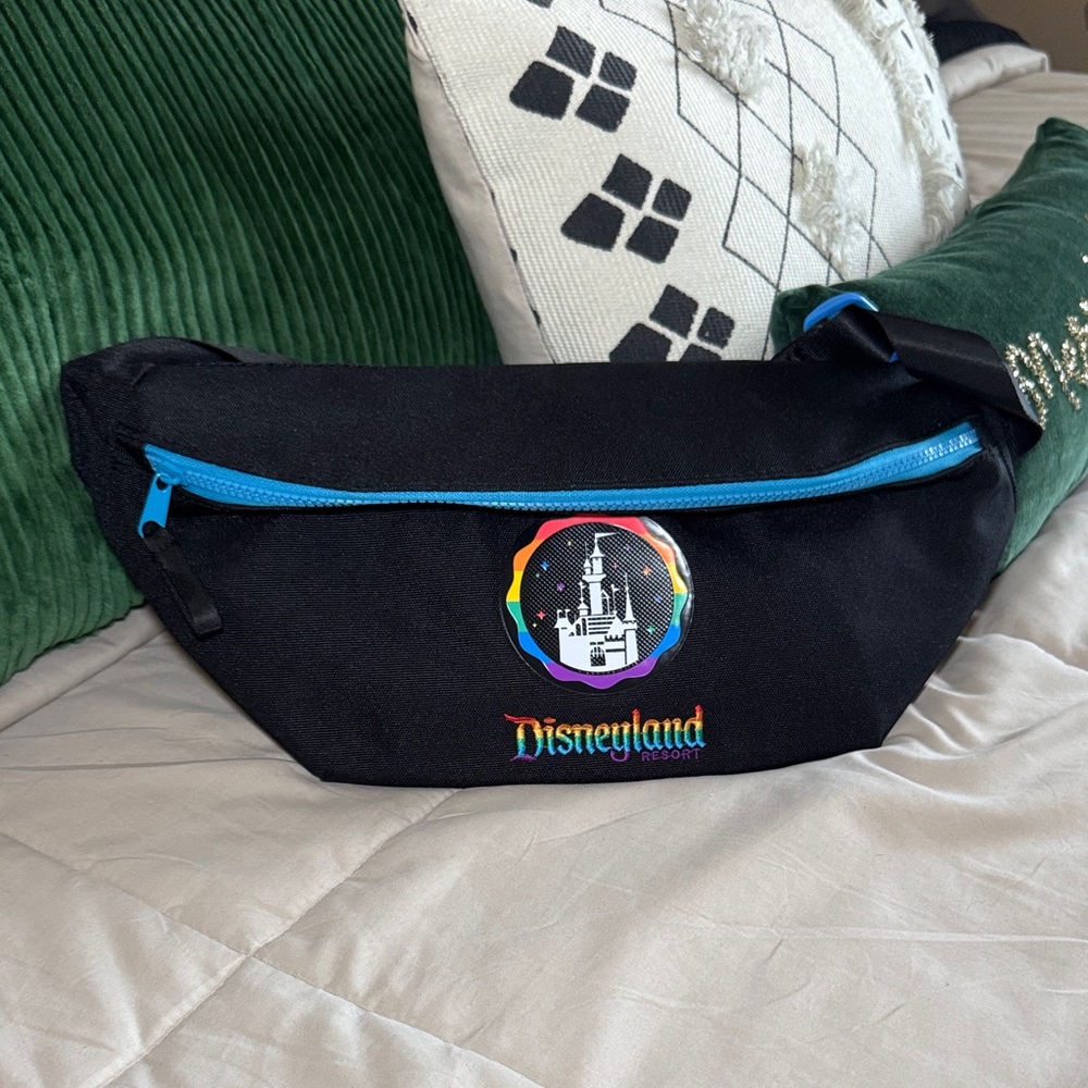 Disney Black Belt Bag with Blue Zipper